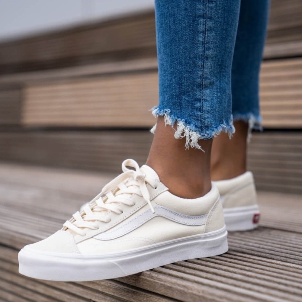 Vans Old Skool Marshmallow White Suede Sneakers Womens 8.5